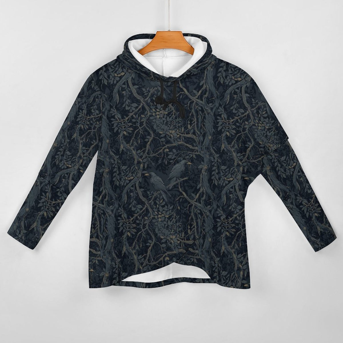 230gsm Poncho-style Long Sleeve Women Hoodie with Irregular Hem DS001 (All-Over Printing)