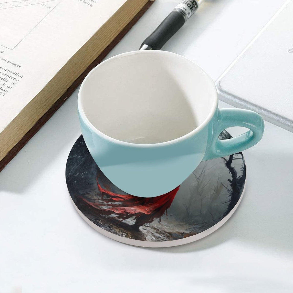 Manon Blackbeak Dragon Ceramic Coaster - Fantasy Witchy Home Decor