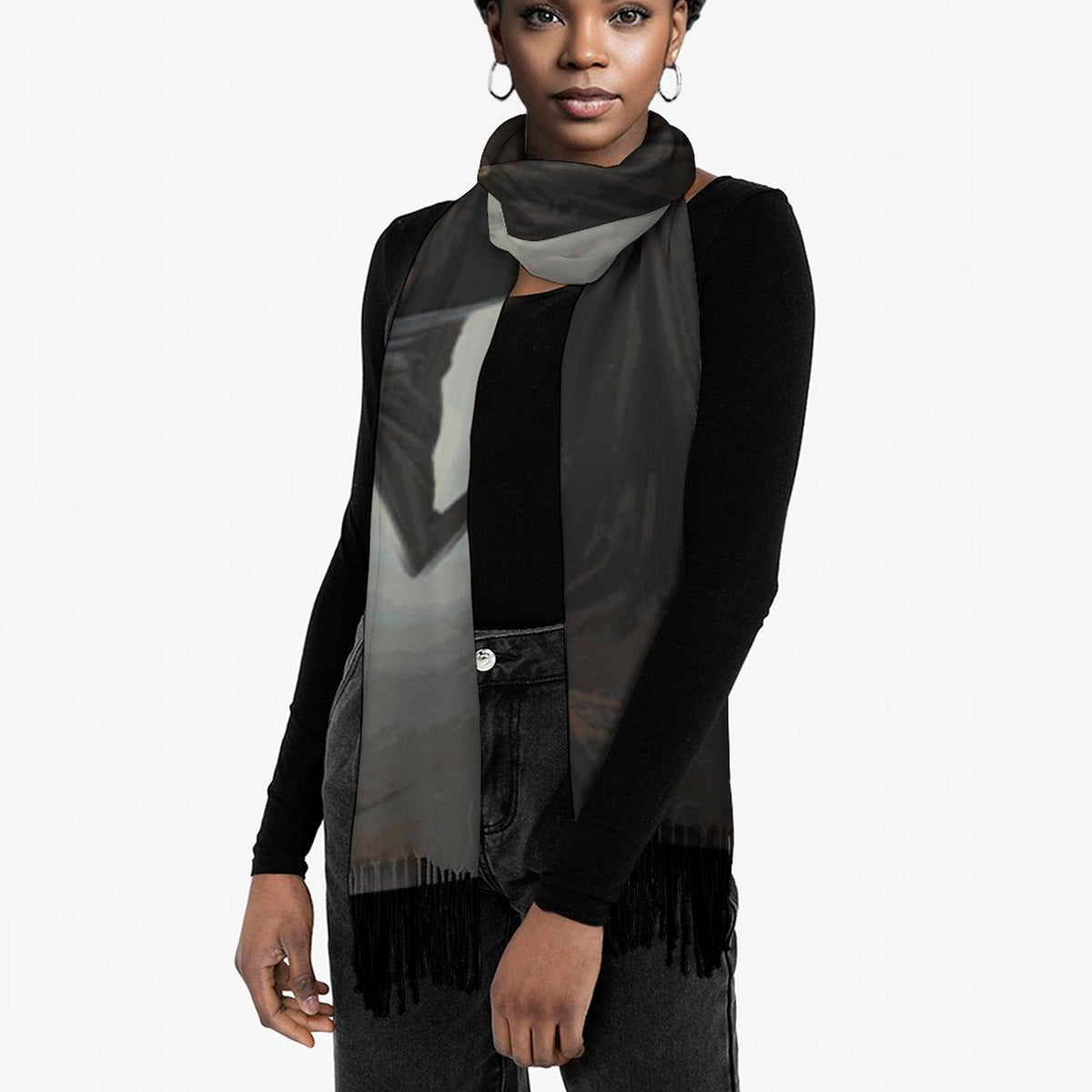 The Witch Cashmere-like Tassel Scarf (All-Over Printing)