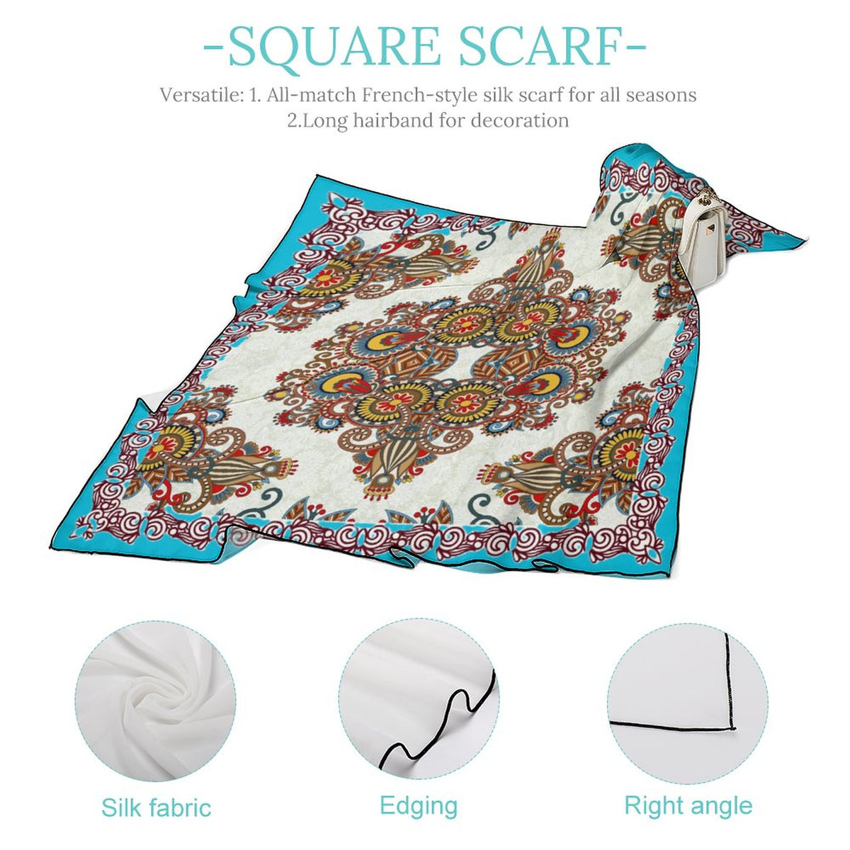 Turquoise Bliss Wild Rag Women's Scarf, a fabulous explosion of multicolored fun pattern!