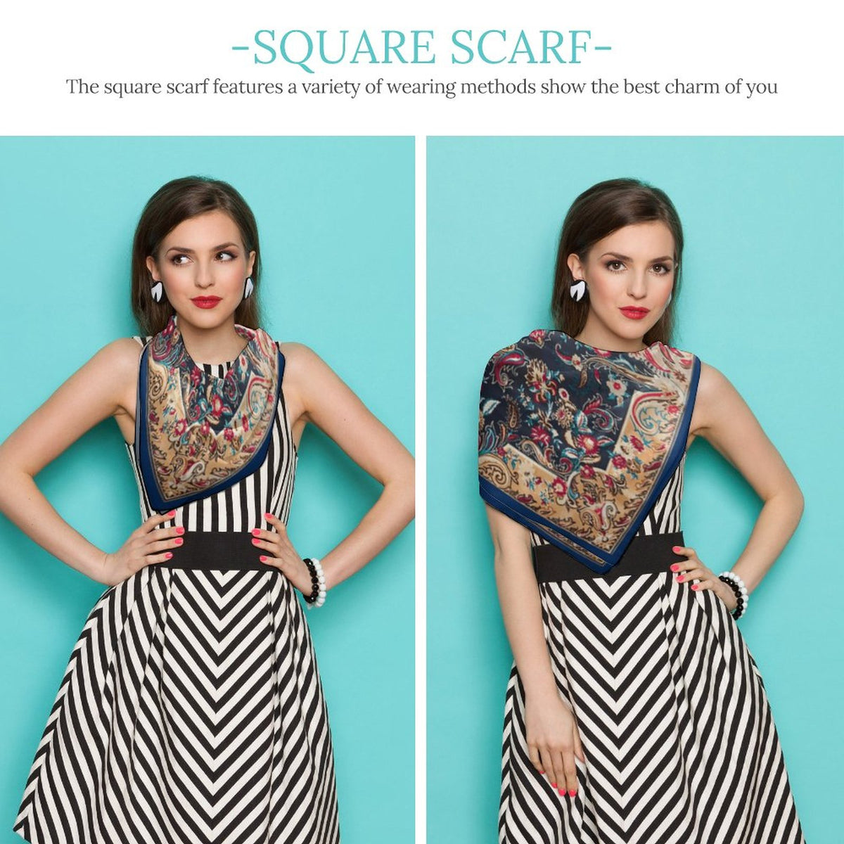 Paisley in Navy Women's Scarf, a fabulous explosion of multicolored fun pattern!
