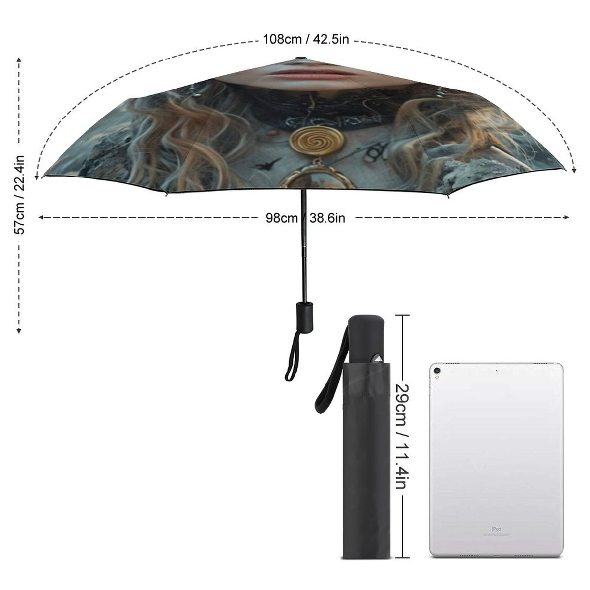 White Witch Auto Umbrella, witch essentials, stay spooky, girly halloween, witchcore decor