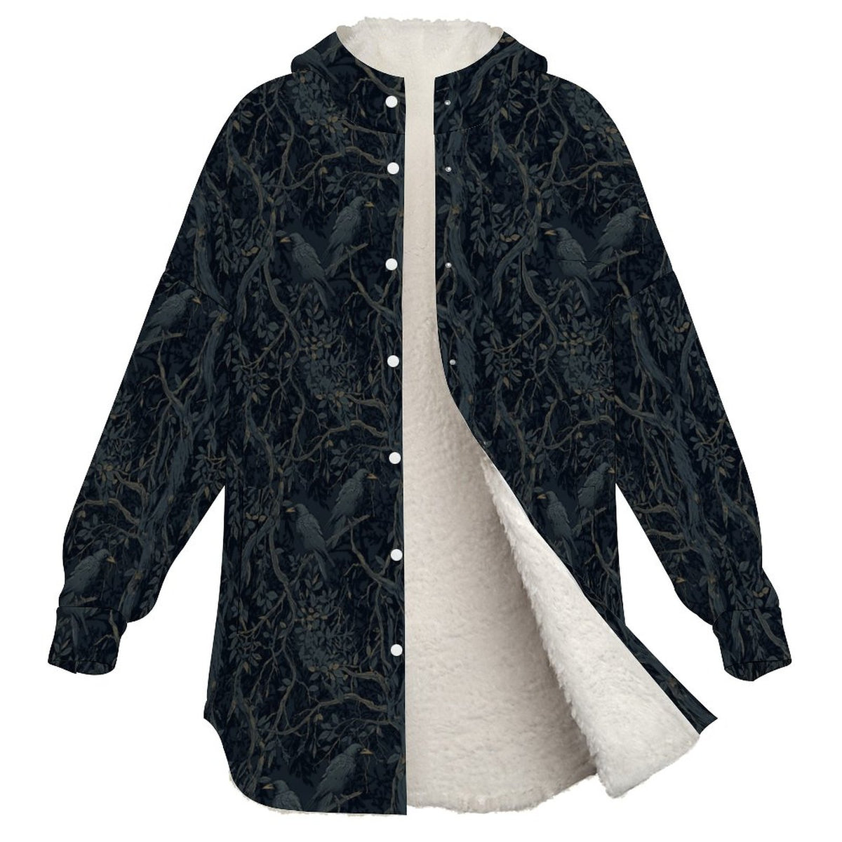 Willian Morris Inspired Crow Double-Layer Hooded Top - Gothic Apparel