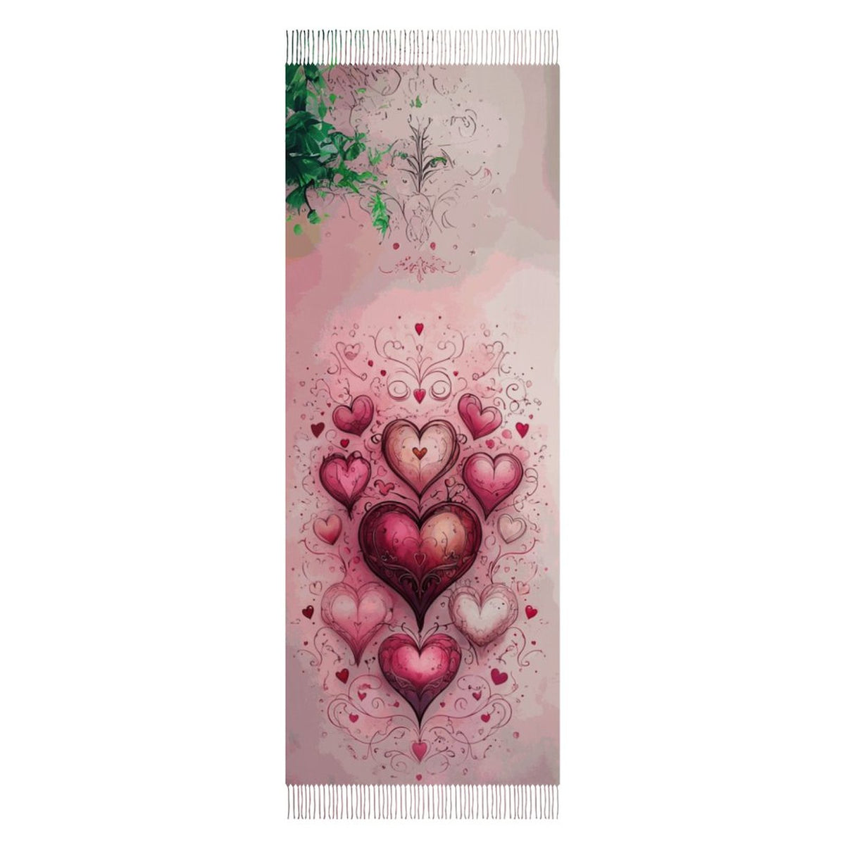 Enchanting Hearts Soft Tassel Scarf - Whimsical Heart Print Scarf Anniversary Love