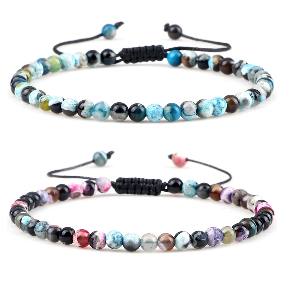 Natural Stone Agate &amp; Onyx Beaded Bracelets