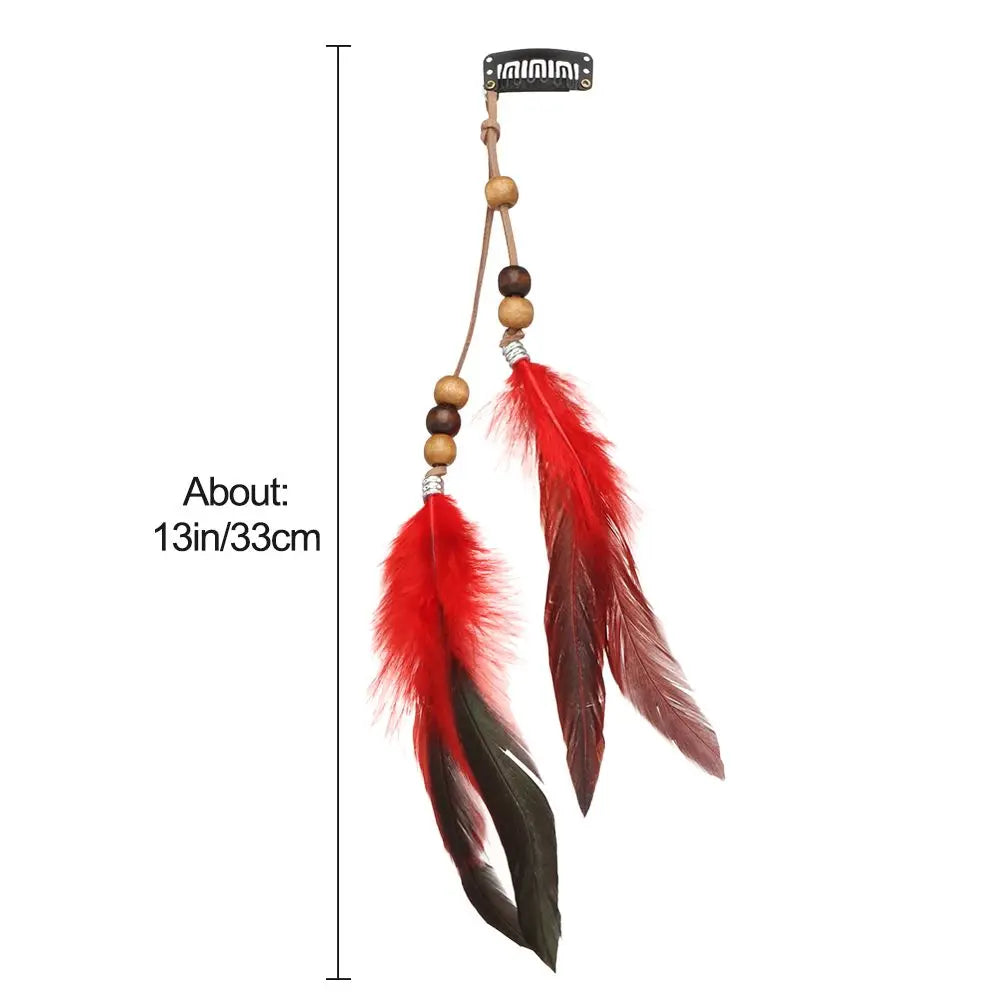Boho Colored Feather Extensions Comb, Boho Hippie Headpieces