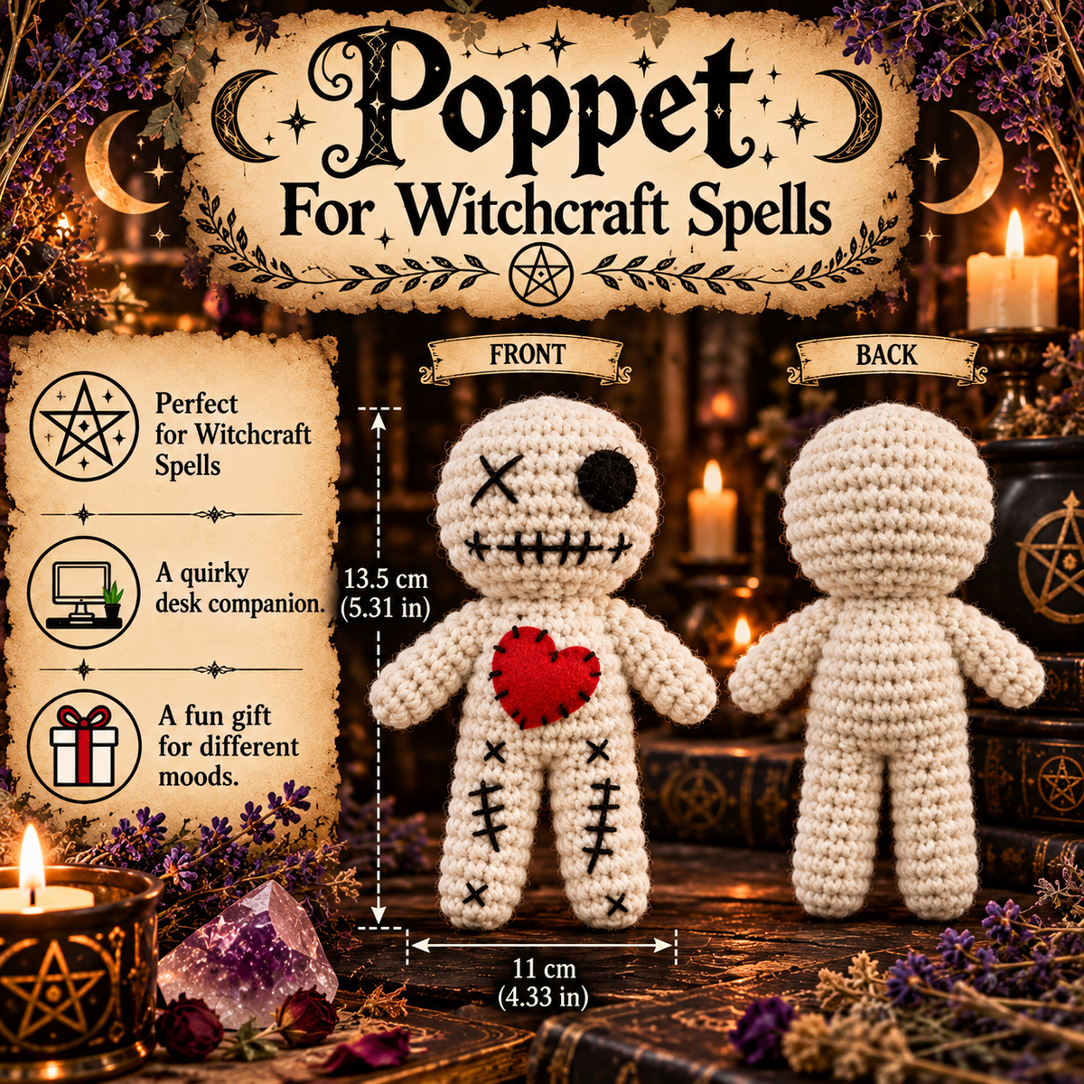 Handmade Poppet Witchcraft Crochet Doll