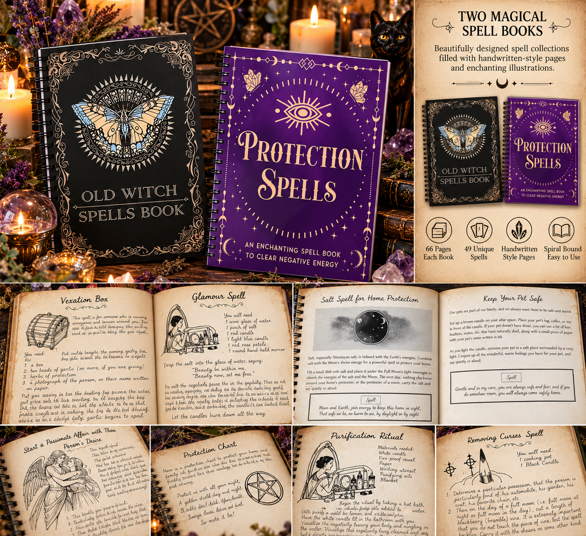 Old Witch Spells Book - Essential Tool for Witches & Wizard Beginners,  Perfect for Birthdays, Easter, Christmas, Halloween Gift