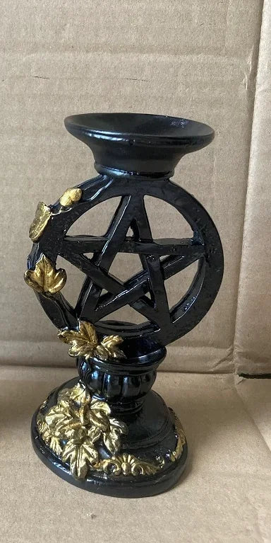 🔮 Pentagram Crystal Ball Display Stand & Altar Candle Holder