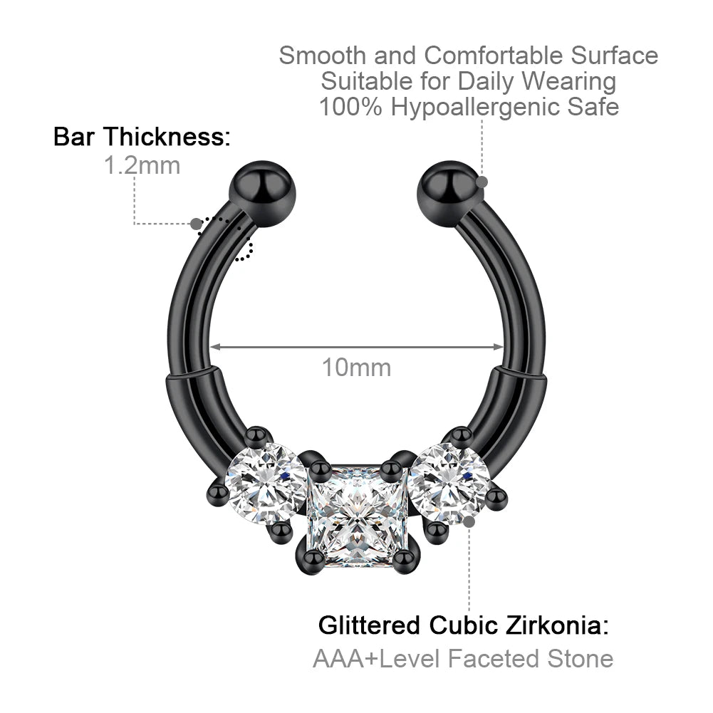 5Pcs Stainless Steel Fake Septum Rings, Faux Nose Ring Hoop