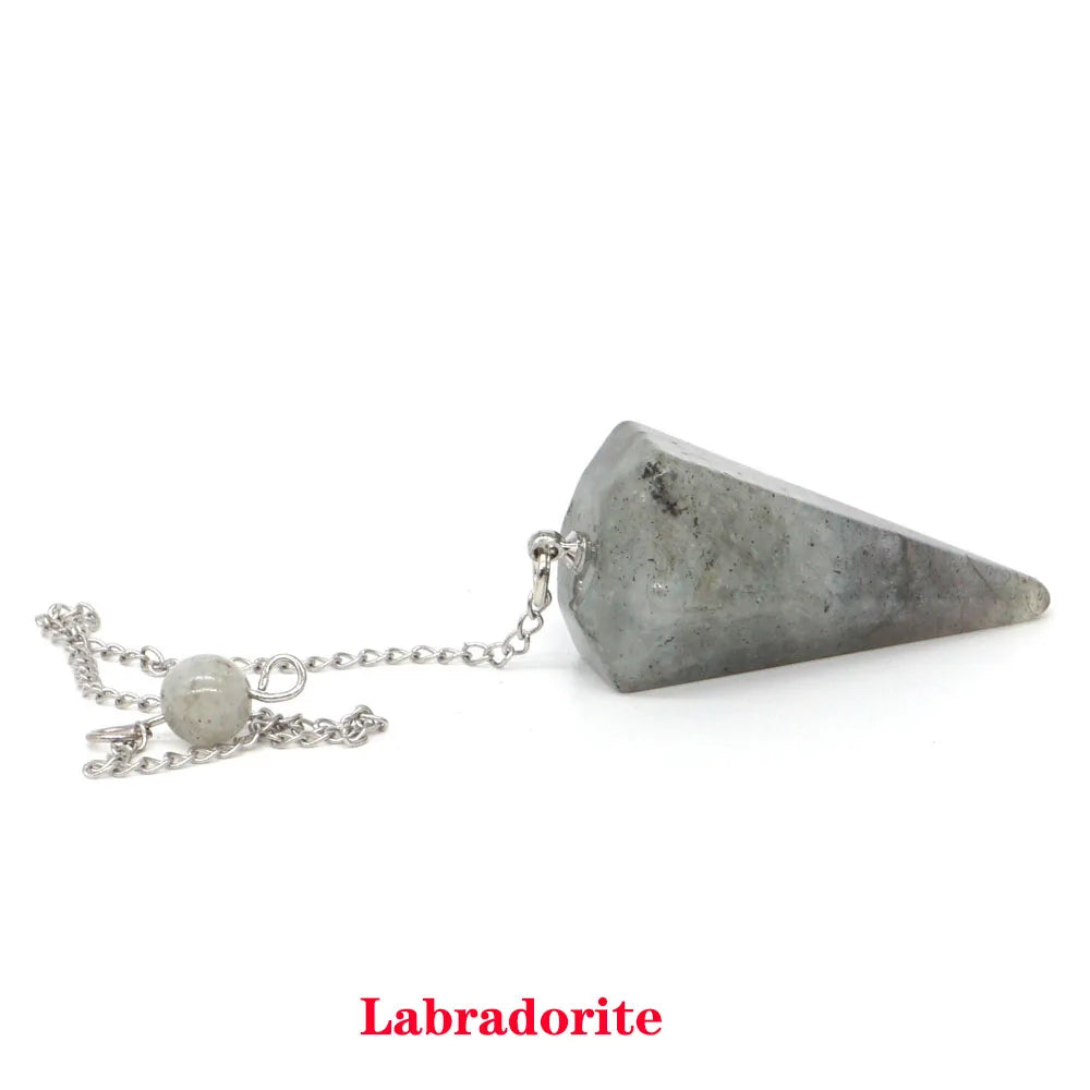 Pyramid Pendulum Natural Gemstone Chain Chakra Amulet Pendant Jewelry Reiki Healing Crystal Witchcraft Supplies Decor Ornaments