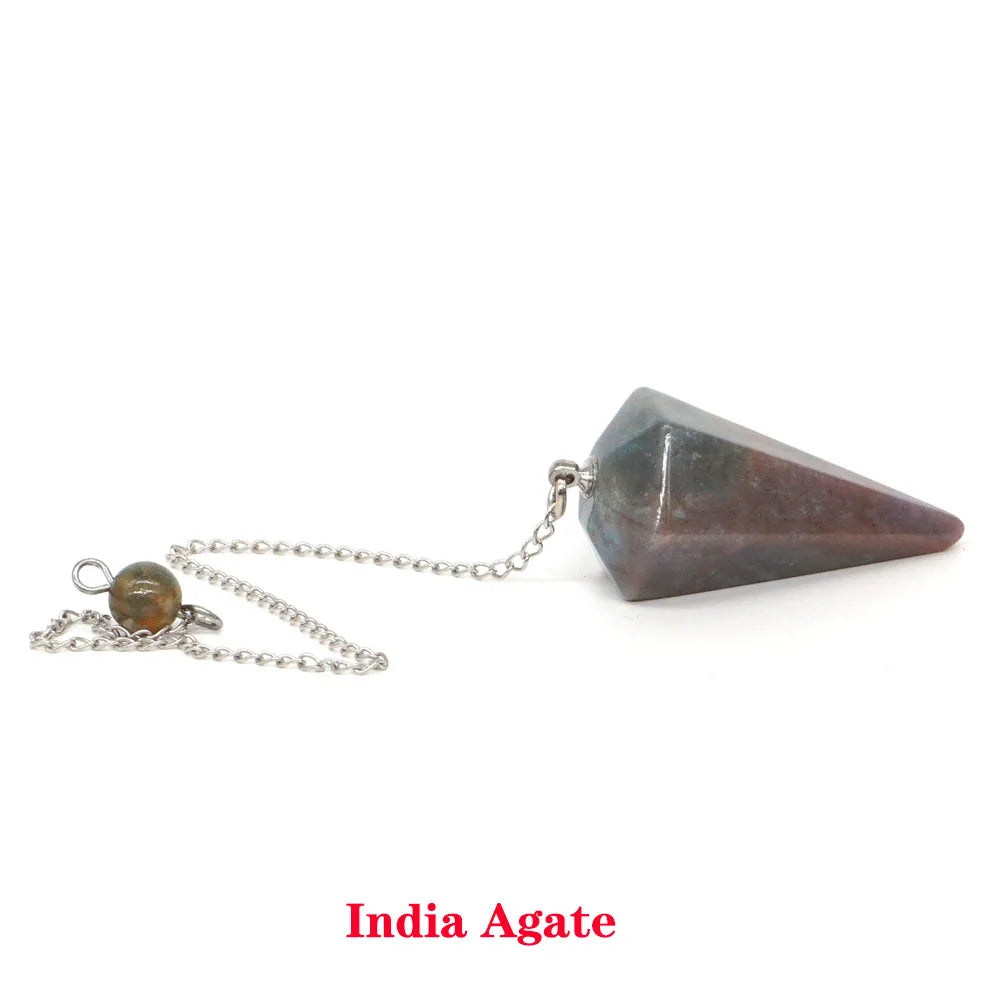 Pyramid Pendulum Natural Gemstone Chain Chakra Amulet Pendant Jewelry Reiki Healing Crystal Witchcraft Supplies Decor Ornaments