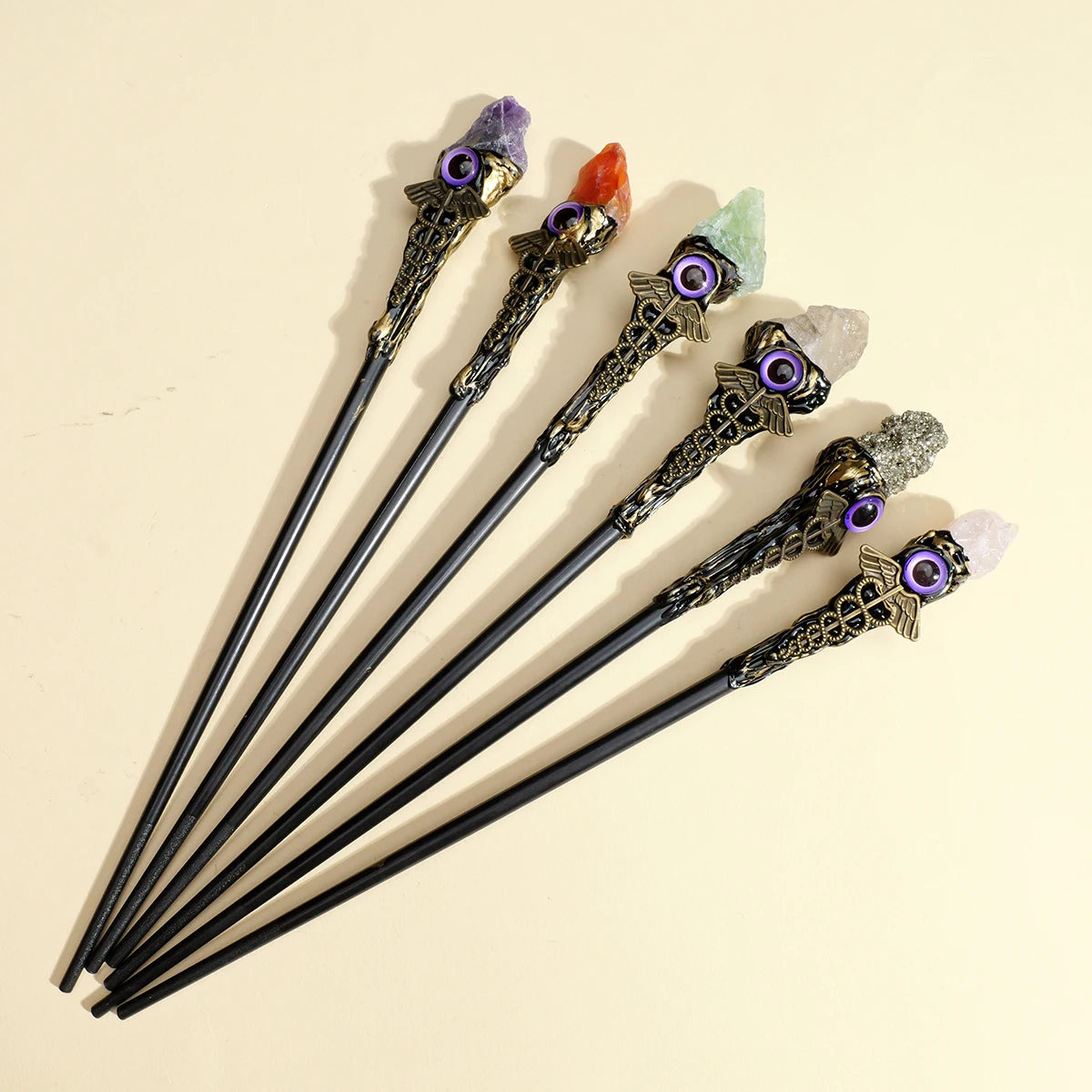 Natural Crystal Evil Eye Witch Wand