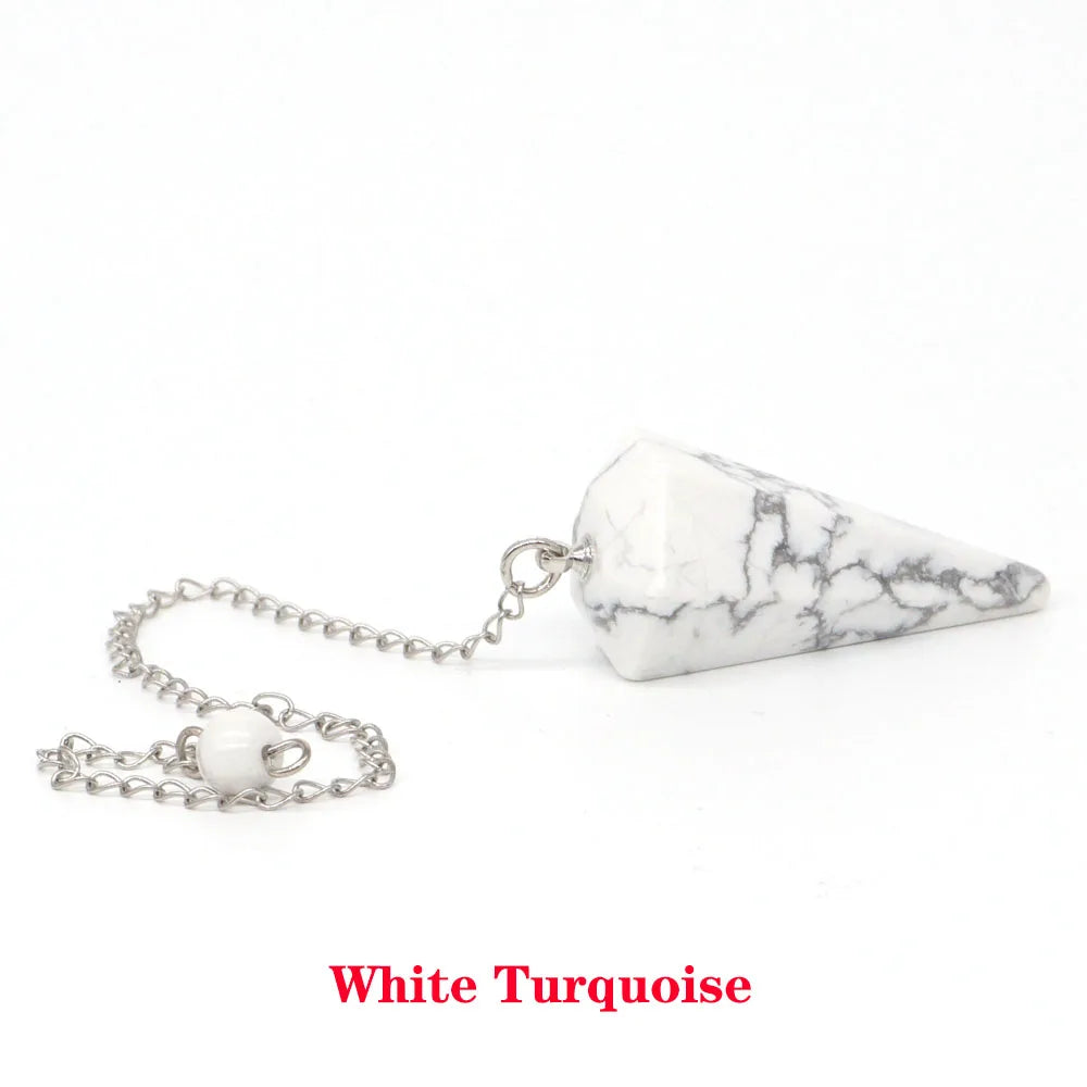 Pyramid Pendulum Natural Gemstone Chain Chakra Amulet Pendant Jewelry Reiki Healing Crystal Witchcraft Supplies Decor Ornaments
