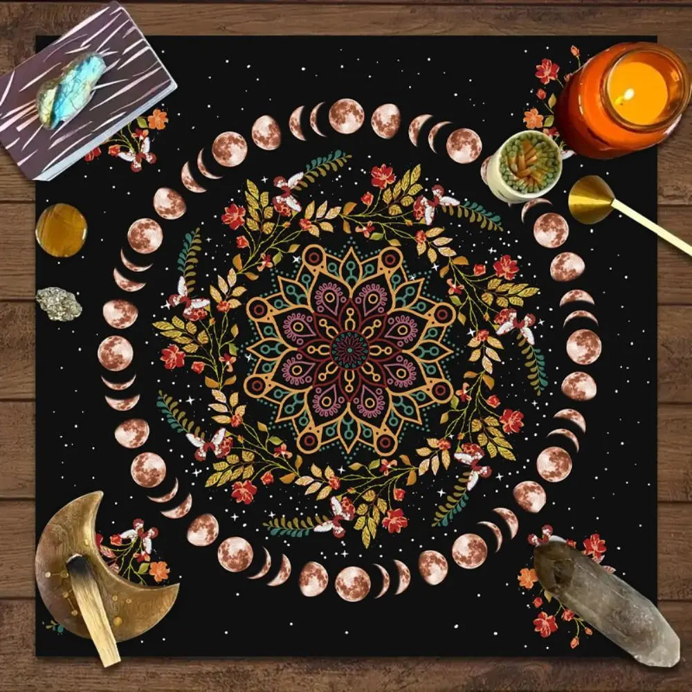 Fashion Moonlight Flower Tarot Card Table Cloth Floral Altar Card Mat Rose Decorative Card Mat