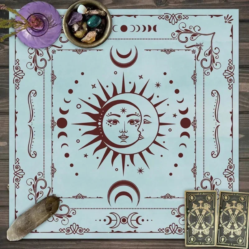 Tarot Tablecloth With Your Power, Snake Shaped Floral And Plant Print Astrology Tablecloth, Altar Decoration Tablecloth