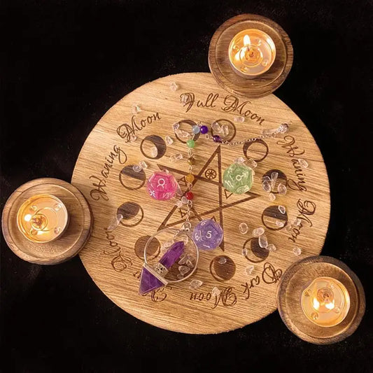 Magic Candlestick Party Decor Gift New Year Pentagram Candle Holder Tarot Wooden Divination Ceremony Supplies