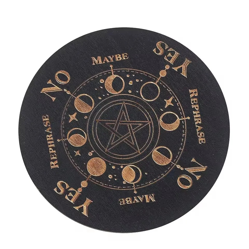 Magic Pentagram Pendulum Board Divination Energy Carven Wooden Decision Plate Meditation Metaphysical Altar Witchcraft Supplies