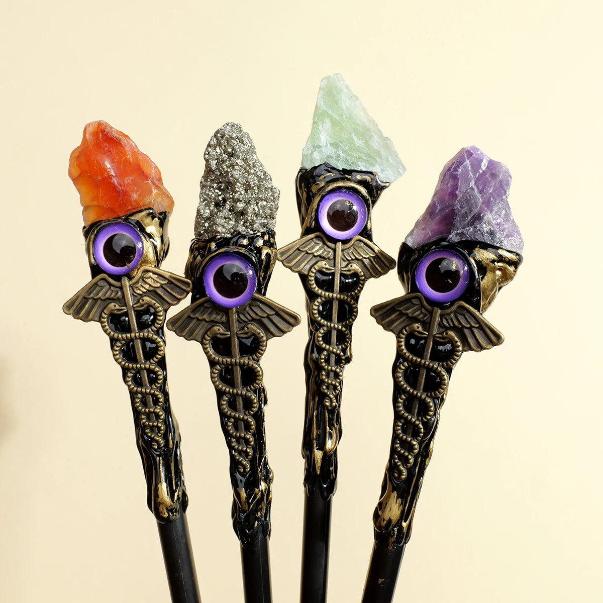 Natural Crystal Evil Eye Witch Wand