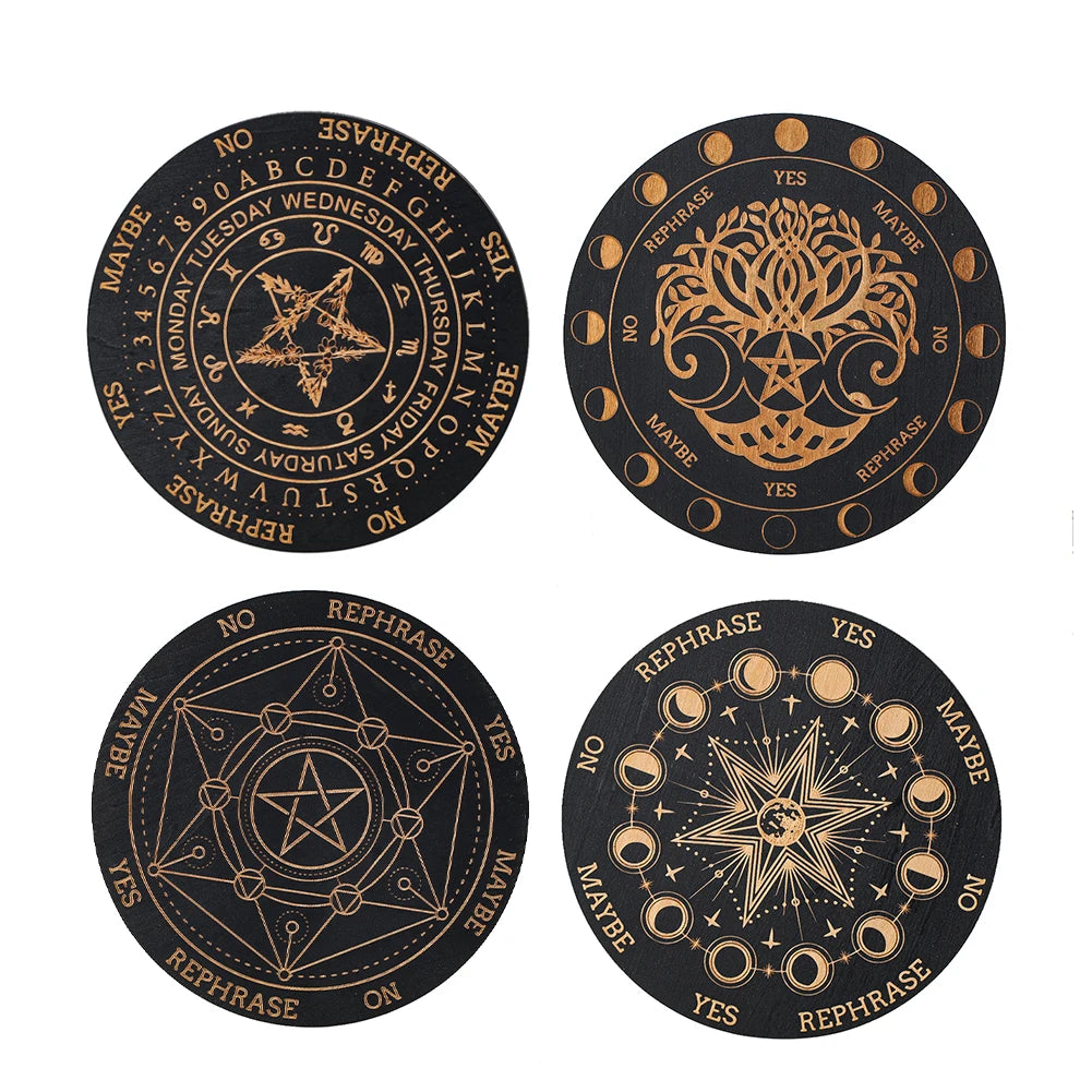 Magic Pentagram Pendulum Board Divination Energy Carven Wooden Decision Plate Meditation Metaphysical Altar Witchcraft Supplies