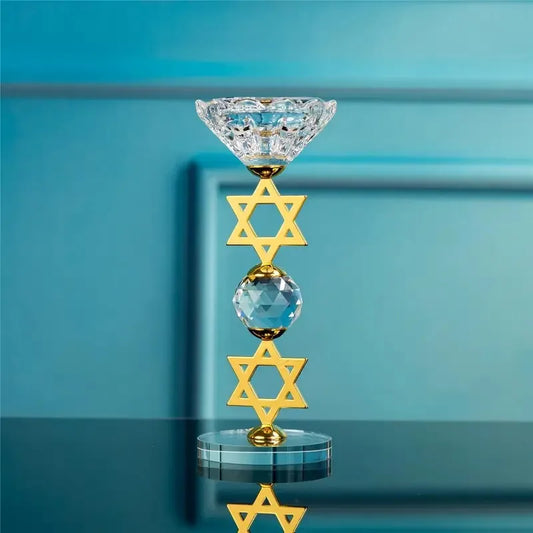 Hexagram Crystal Candle Holder Sacred Geometry Altar Stand for Meditation Yoga Healing Witchcraft Decor