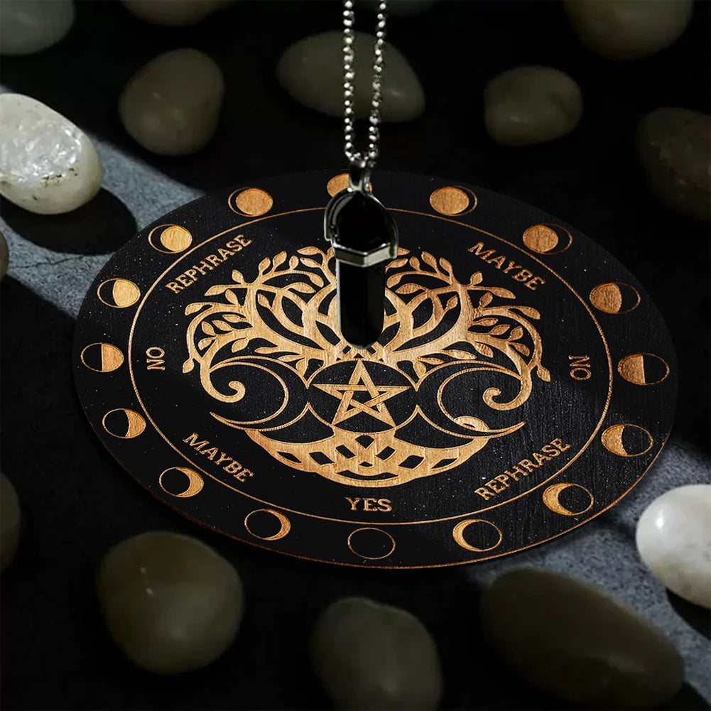 Magic Pentagram Pendulum Board Divination Energy Carven Wooden Decision Plate Meditation Metaphysical Altar Witchcraft Supplies