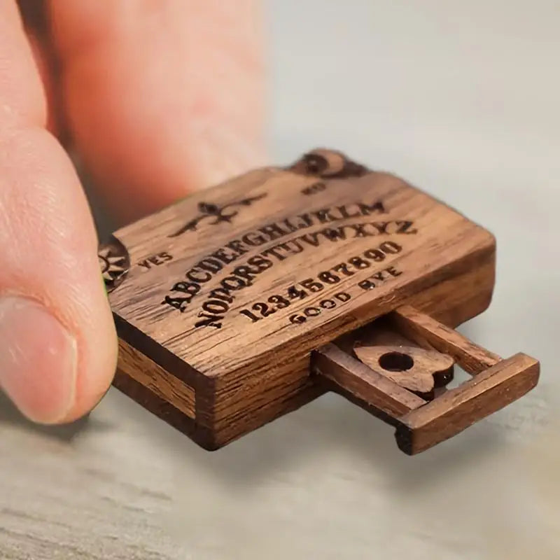 🔮 Miniature Wooden Spirit Board with Planchette & Drawer