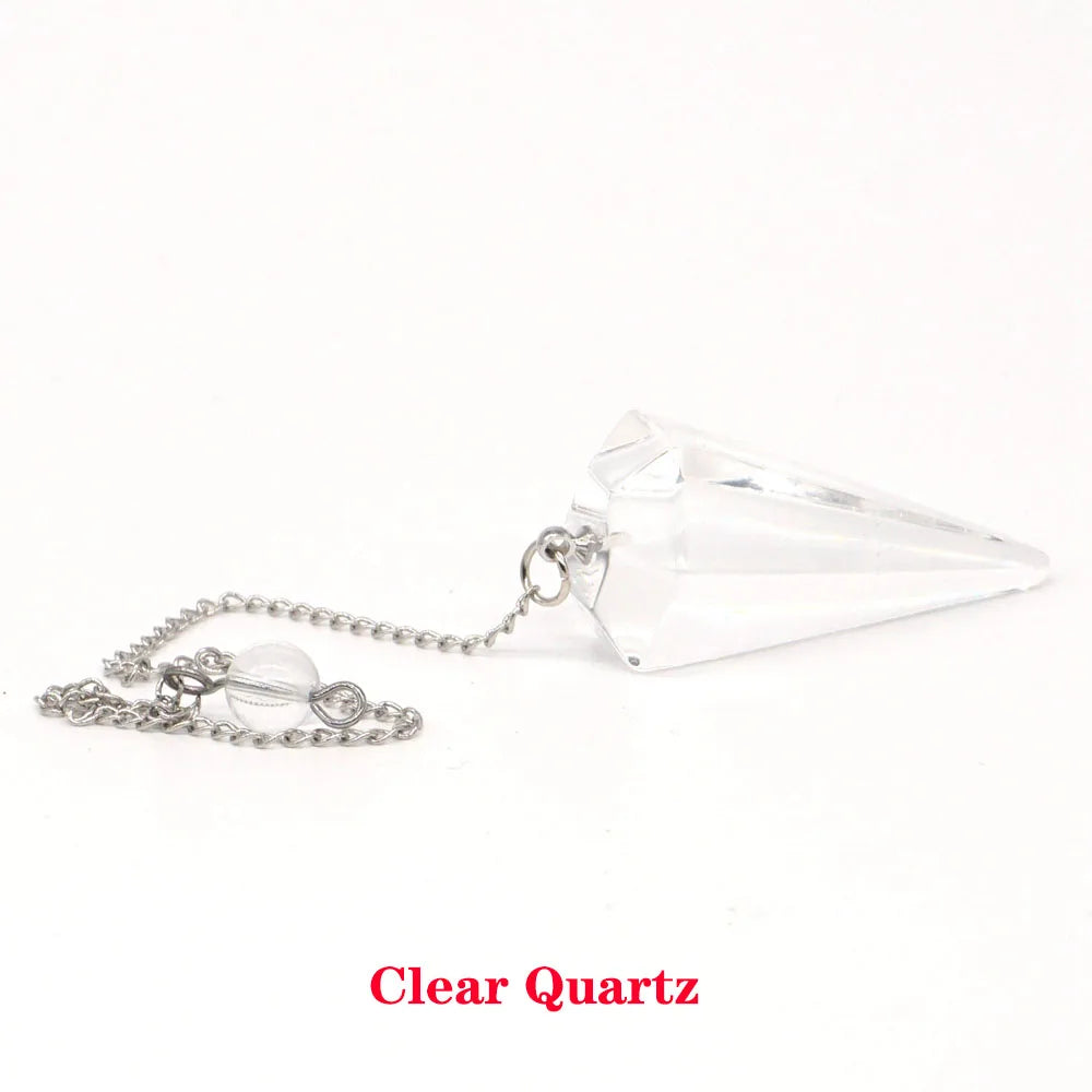 Pyramid Pendulum Natural Gemstone Chain Chakra Amulet Pendant Jewelry Reiki Healing Crystal Witchcraft Supplies Decor Ornaments
