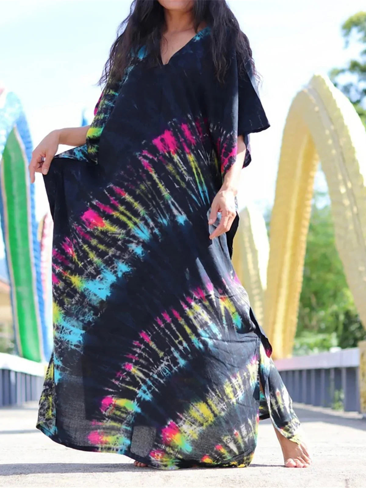 Bohemian Tie Dye Tunic Beach Cover Up