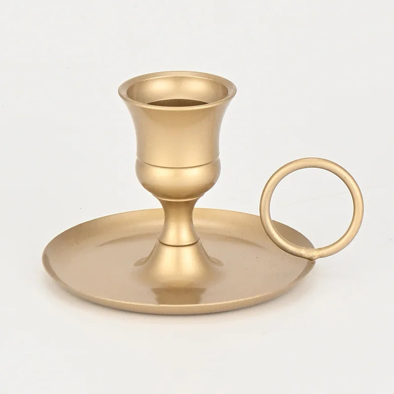 Metal Candle Holder Desktop Candlestick Adornment Candle Holder With Handle Centerpiece Dining Table Wedding Festive Decoration