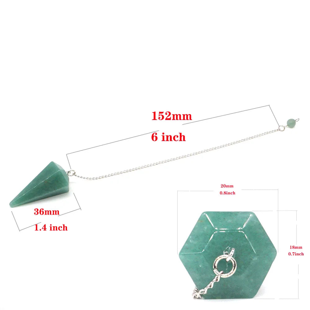 Pyramid Pendulum Natural Gemstone Chain Chakra Amulet Pendant Jewelry Reiki Healing Crystal Witchcraft Supplies Decor Ornaments