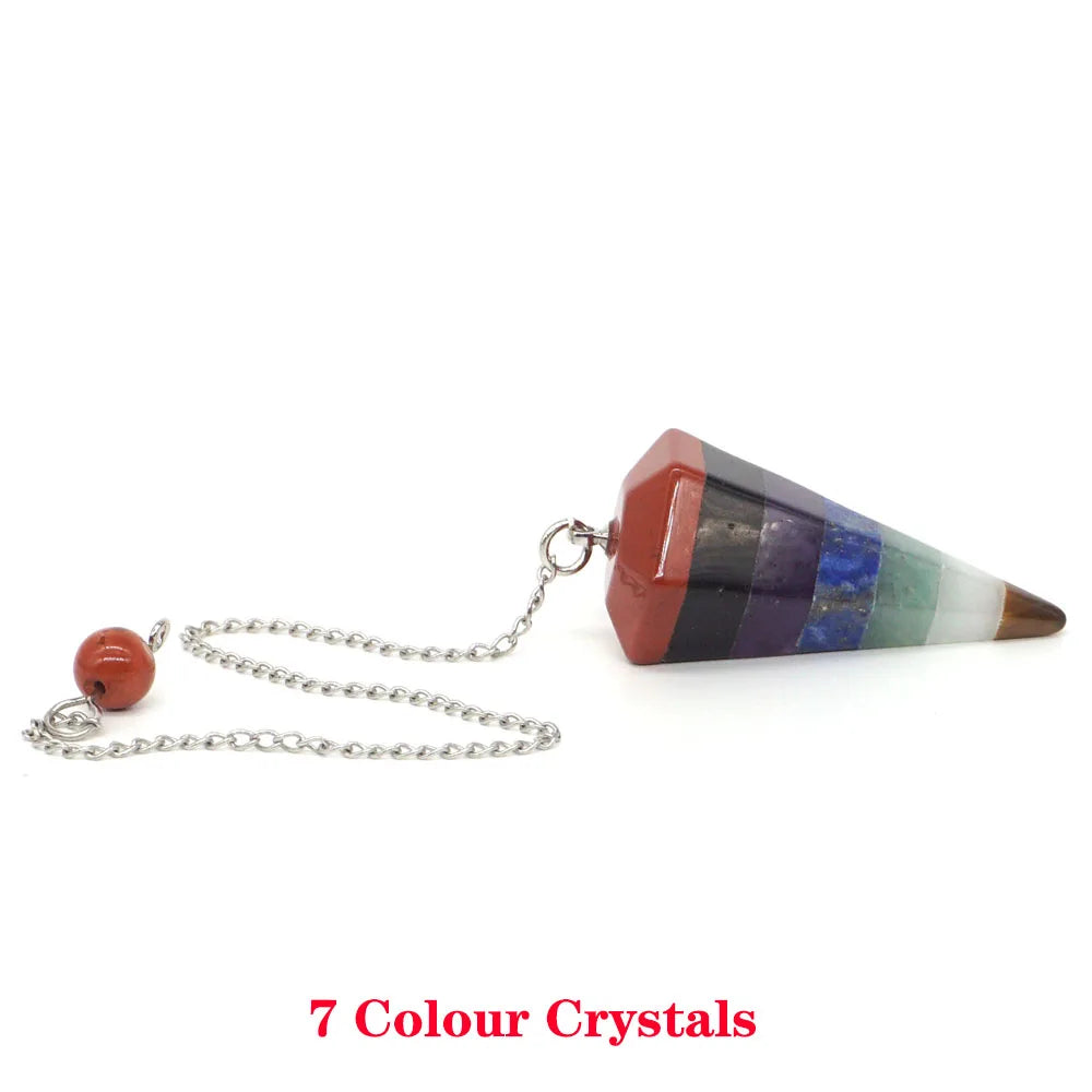 Pyramid Pendulum Natural Gemstone Chain Chakra Amulet Pendant Jewelry Reiki Healing Crystal Witchcraft Supplies Decor Ornaments