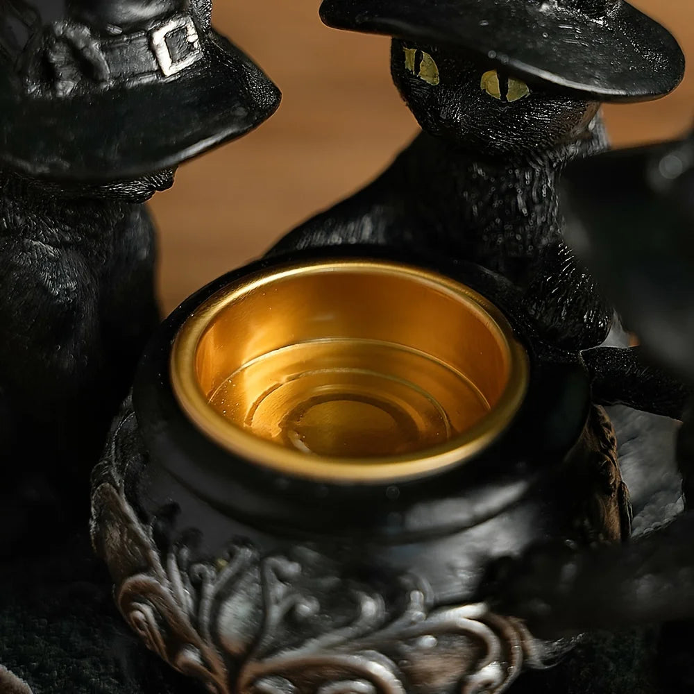 🐈⬛ Witch Cat Cauldron Figurine