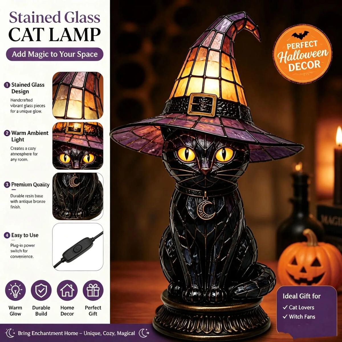 🧙♀️ Witch Hat Light-Up Night Lamp