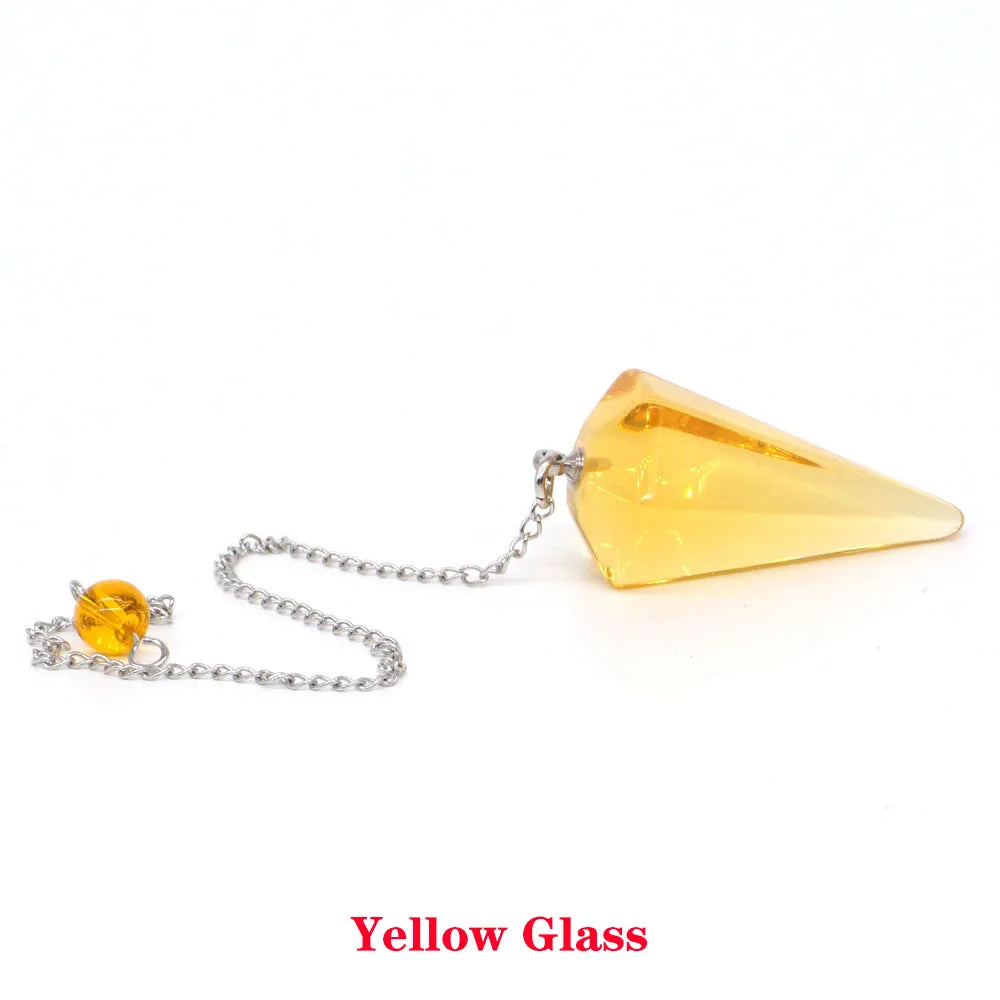 Pyramid Pendulum Natural Gemstone Chain Chakra Amulet Pendant Jewelry Reiki Healing Crystal Witchcraft Supplies Decor Ornaments
