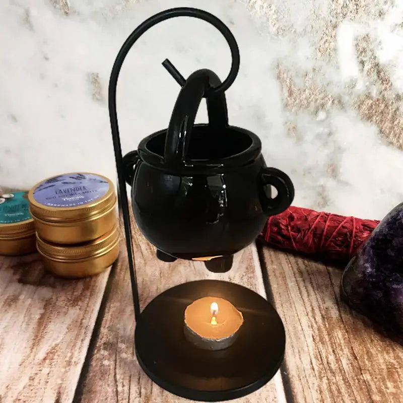 Hanging Witch Cauldron Oil Burner & Candle Holder