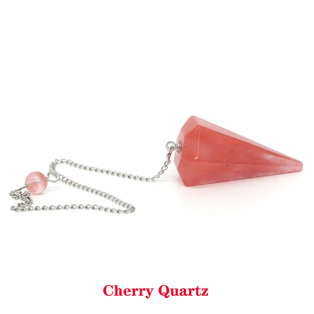 Pyramid Pendulum Natural Gemstone Chain Chakra Amulet Pendant Jewelry Reiki Healing Crystal Witchcraft Supplies Decor Ornaments