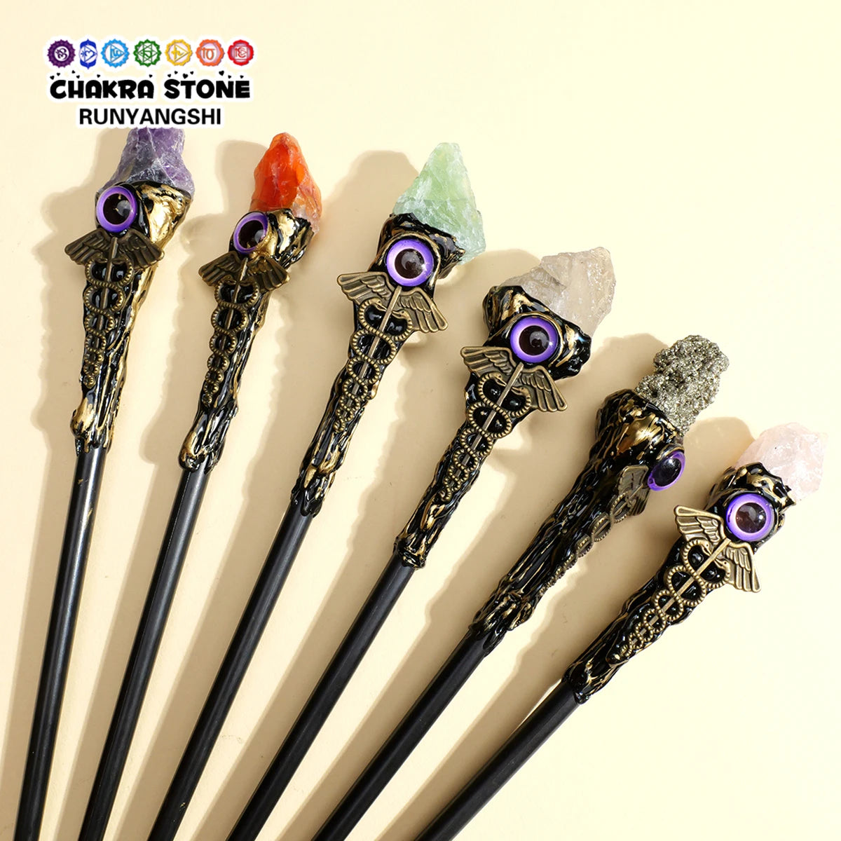 Natural Crystal Evil Eye Witch Wand