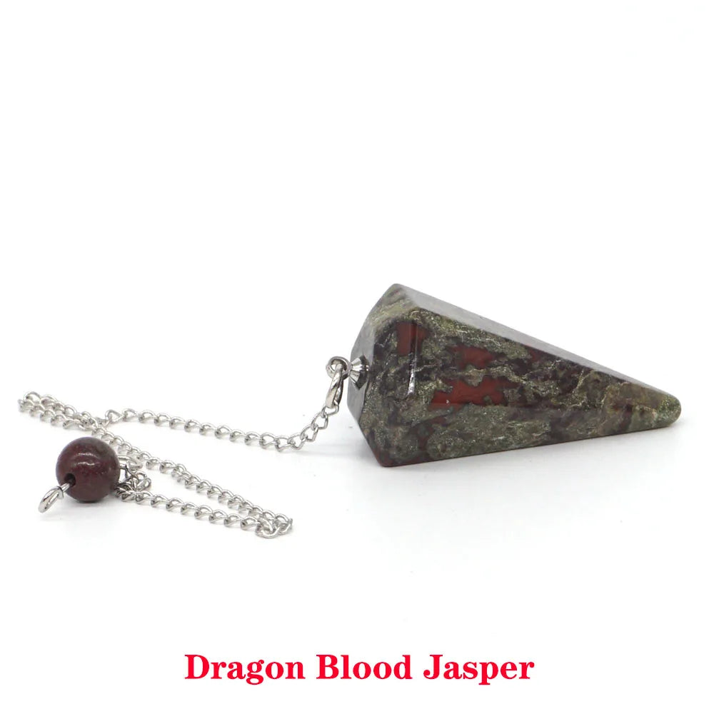 Pyramid Pendulum Natural Gemstone Chain Chakra Amulet Pendant Jewelry Reiki Healing Crystal Witchcraft Supplies Decor Ornaments