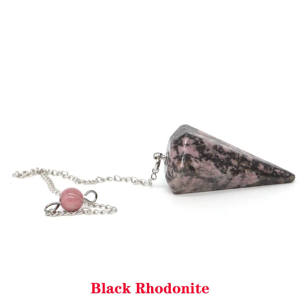 Pyramid Pendulum Natural Gemstone Chain Chakra Amulet Pendant Jewelry Reiki Healing Crystal Witchcraft Supplies Decor Ornaments