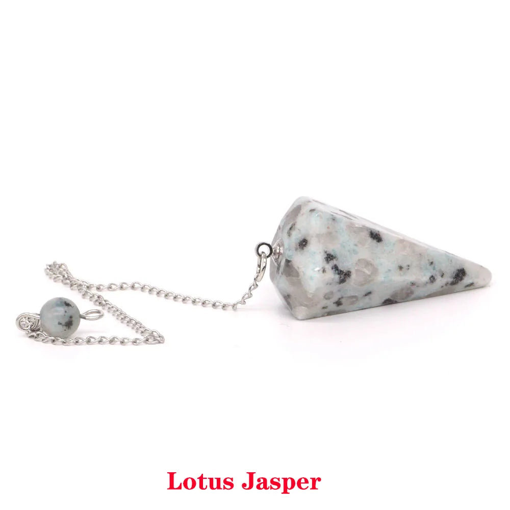 Pyramid Pendulum Natural Gemstone Chain Chakra Amulet Pendant Jewelry Reiki Healing Crystal Witchcraft Supplies Decor Ornaments
