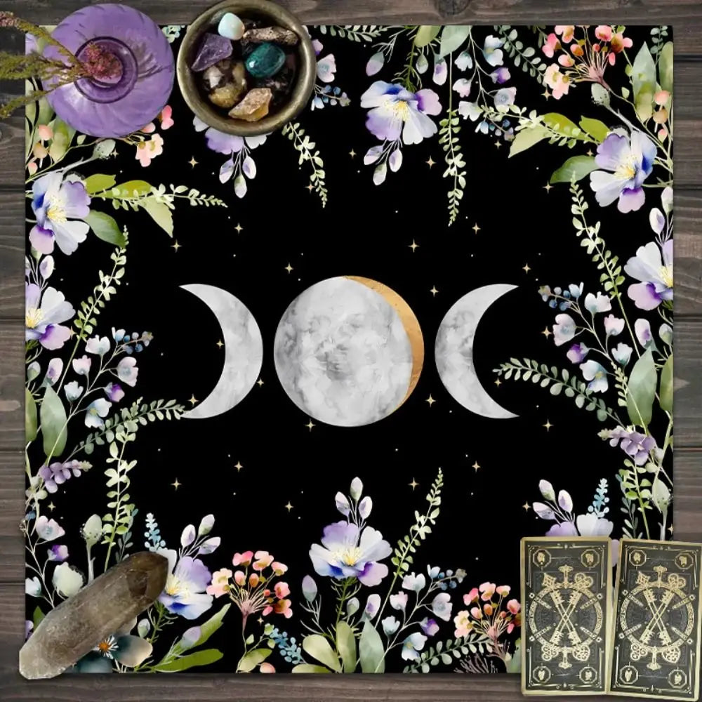 Fashion Moonlight Flower Tarot Card Table Cloth Floral Altar Card Mat Rose Decorative Card Mat