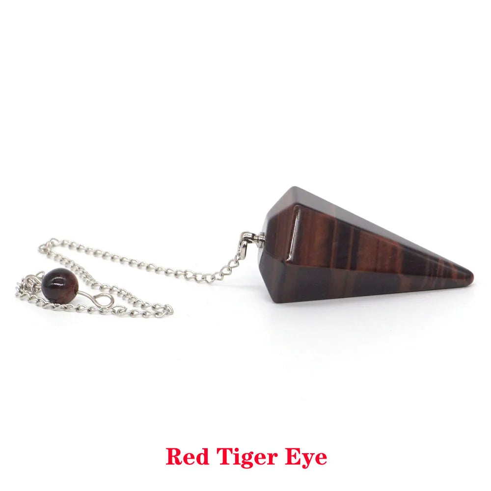 Pyramid Pendulum Natural Gemstone Chain Chakra Amulet Pendant Jewelry Reiki Healing Crystal Witchcraft Supplies Decor Ornaments