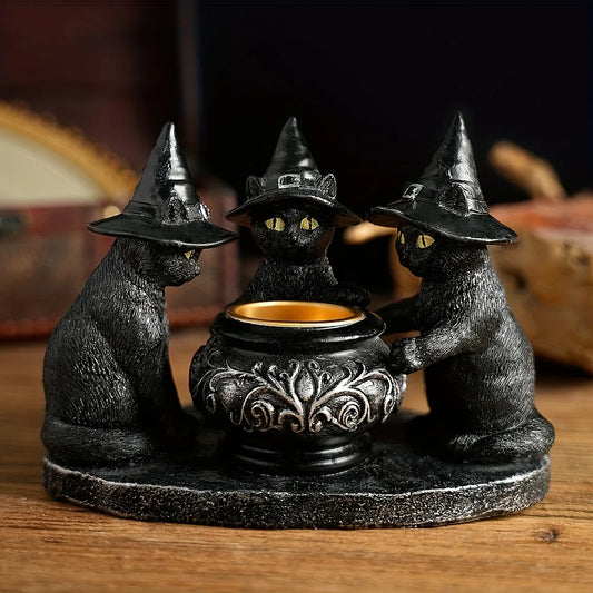 🐈⬛ Witch Cat Cauldron Figurine