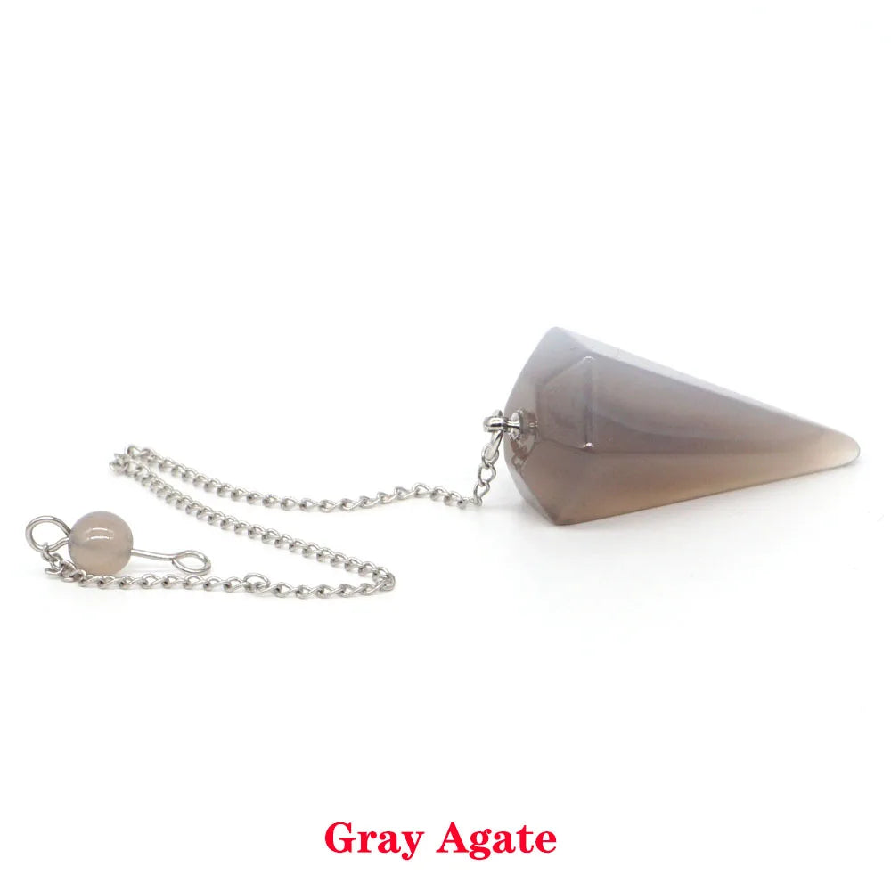 Pyramid Pendulum Natural Gemstone Chain Chakra Amulet Pendant Jewelry Reiki Healing Crystal Witchcraft Supplies Decor Ornaments