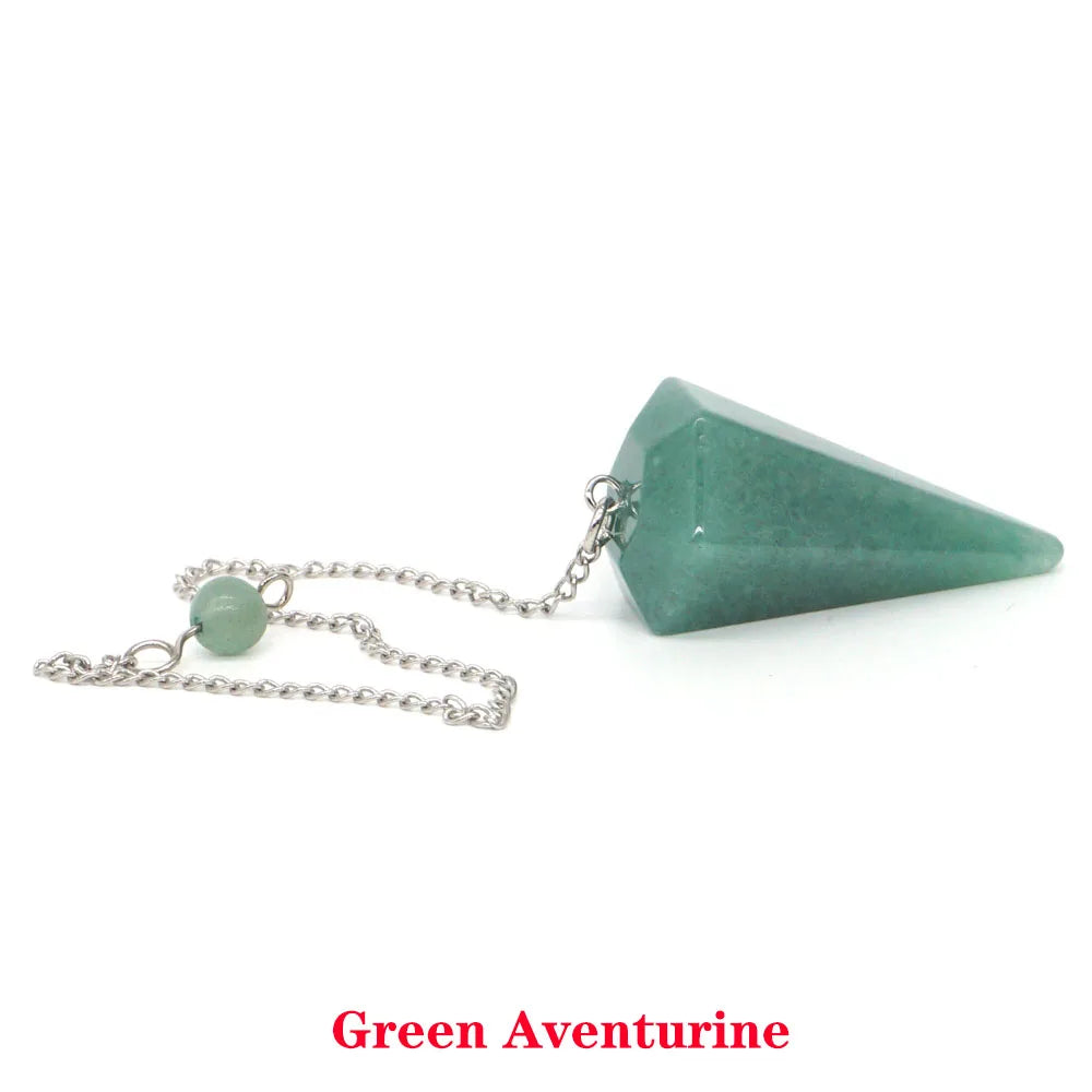 Pyramid Pendulum Natural Gemstone Chain Chakra Amulet Pendant Jewelry Reiki Healing Crystal Witchcraft Supplies Decor Ornaments