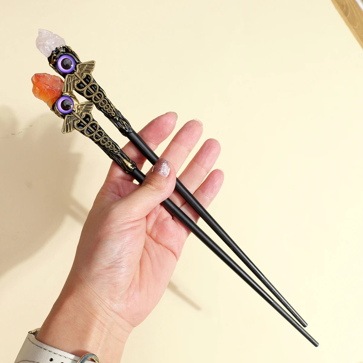 Natural Crystal Evil Eye Witch Wand