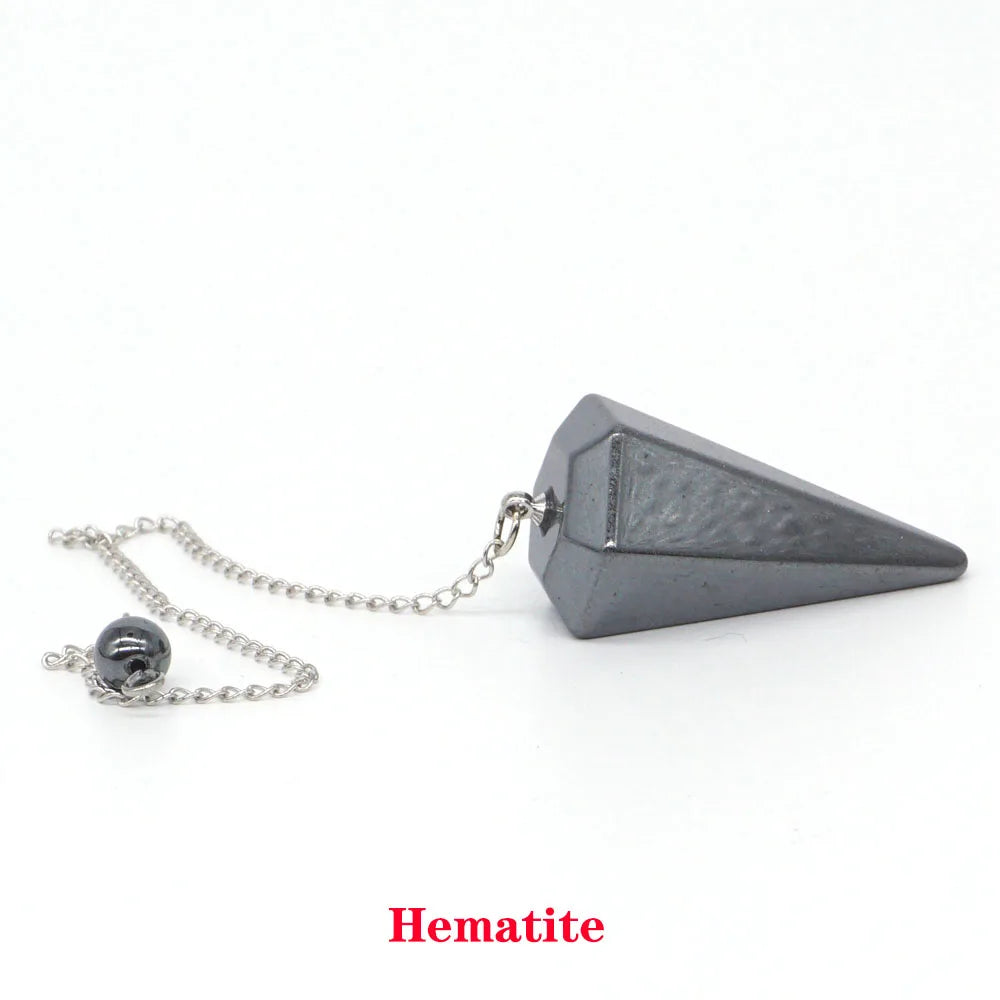 Pyramid Pendulum Natural Gemstone Chain Chakra Amulet Pendant Jewelry Reiki Healing Crystal Witchcraft Supplies Decor Ornaments