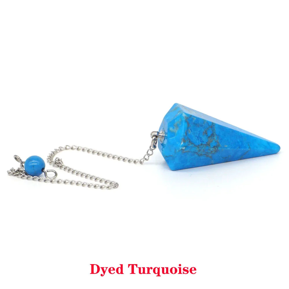 Pyramid Pendulum Natural Gemstone Chain Chakra Amulet Pendant Jewelry Reiki Healing Crystal Witchcraft Supplies Decor Ornaments