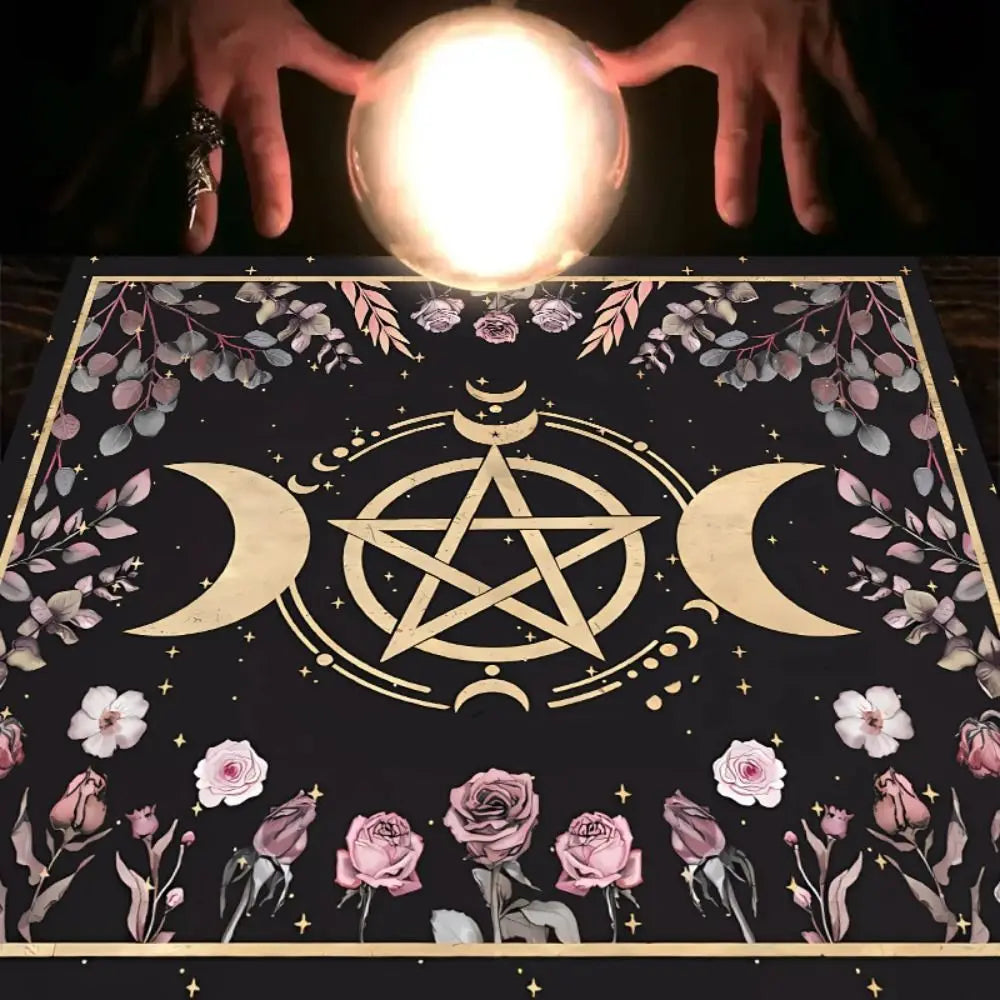 Fashion Moonlight Flower Tarot Card Table Cloth Floral Altar Card Mat Rose Decorative Card Mat